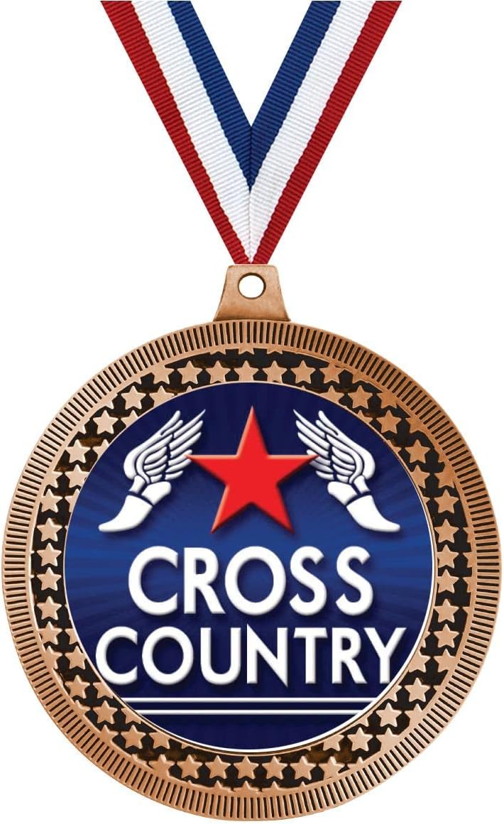 Crown Awards 2.75' Cross Country Award Medal, Bronze Vega Cross Country Team Trophy Award Includes Free Neck Ribbon