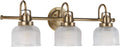 Progress Lighting P2992-163 Archie Collection Clear Double Prismatic Glass Coastal Bath Vanity, 3-Light, Vintage Brass