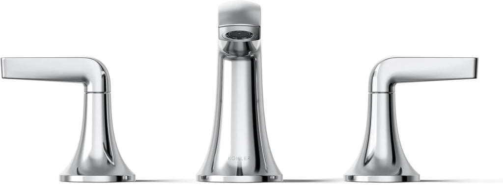 Kohler K-22020-4-CP Kohler K-22020-4 Tempered 1.2 GPM Widespread Bathroom Faucet with UltraGlide and Pop-Up Drain Assembly