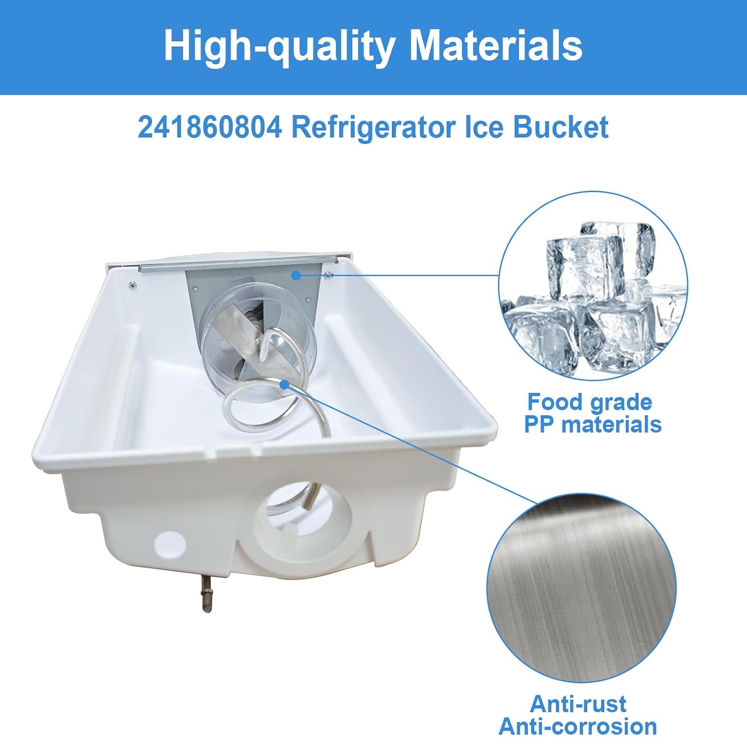 241860804 Ice Container Assembly Compatible with Frigidaire Refrigerator Ice Bucket Ice Maker Replacement Part Number 241561601, 241561603