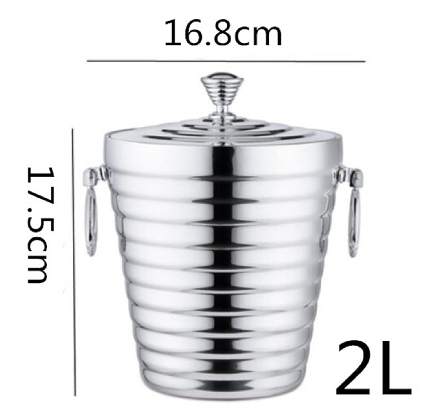 Ice Bucket Champagne Bucket 304 Stainless Steel Ice Bucket Portable Double Wall With Lid Hotel Wine Champagne Whiskey Beverage Beer Party Household Tool Ice Bucket Beverage Tub (Color : 2L)