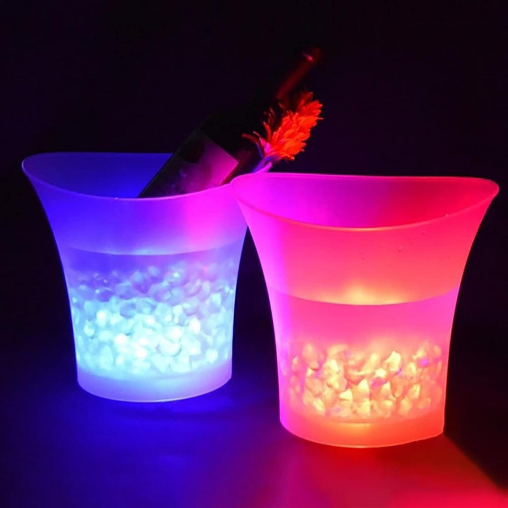 Ice Bucket Champagne Bucket 5L Colorful LED Glowing Ice Bucket KTV Bars Wine Champagne Beer Cooler Barware for Home Bar, Chilling Beer Champagne and Wine Ice Bucket Beverage Tub