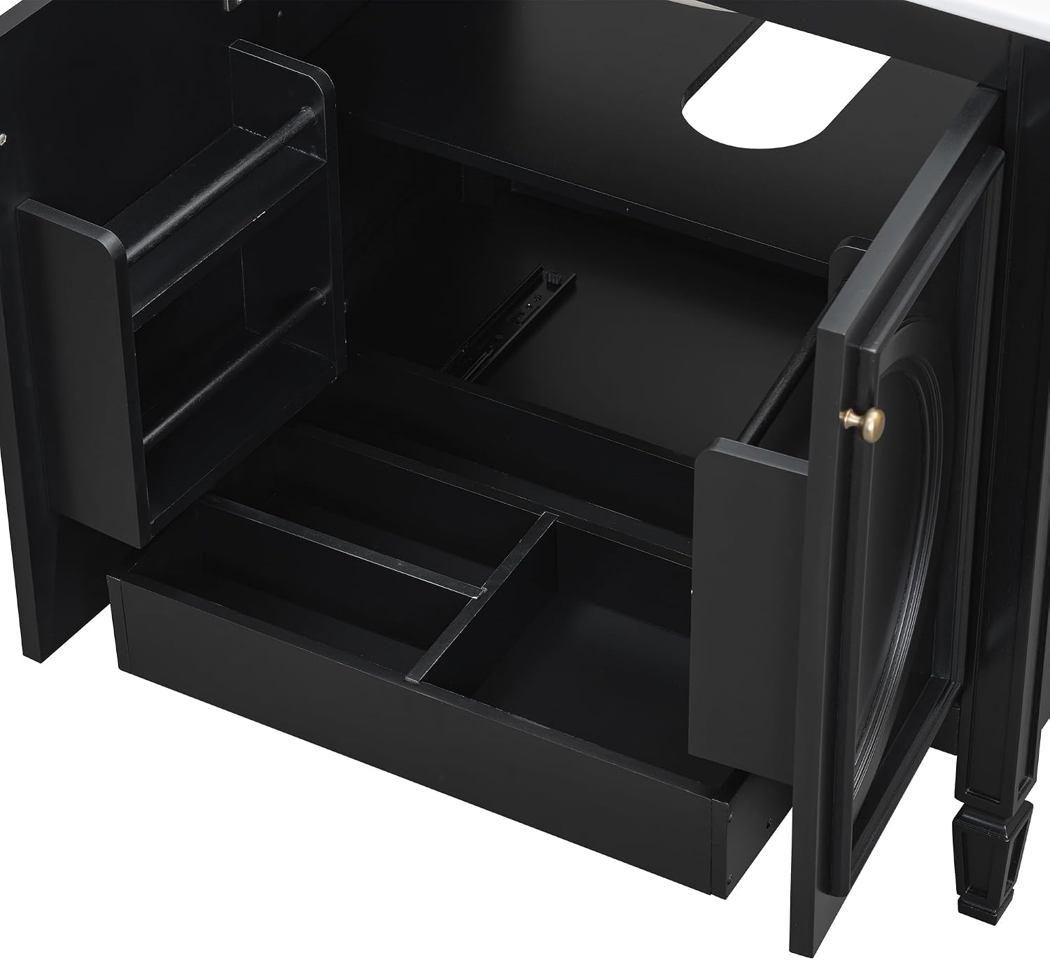 30 Inch Black Bathroom Vanity with Sink,Vintage Bathroom Sink Cabinet 30 Inch,Drop-In with Integrated Countertop,2 Storage Door Organizers & Sliding Tray,Adjustable Shelf,Soft Closing,Solid Wood Frame