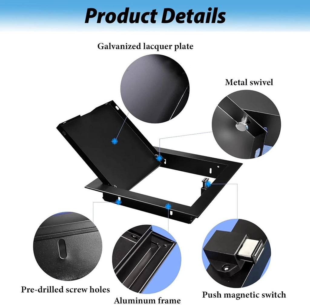 Small Access Panel 8x8 10x10 12x12 14x14 16x16, Push Button Latch Access Door Hatch Black, Drywall Plumbing Inspection Cover for Cables Wiring(60x65cm(24x26in))