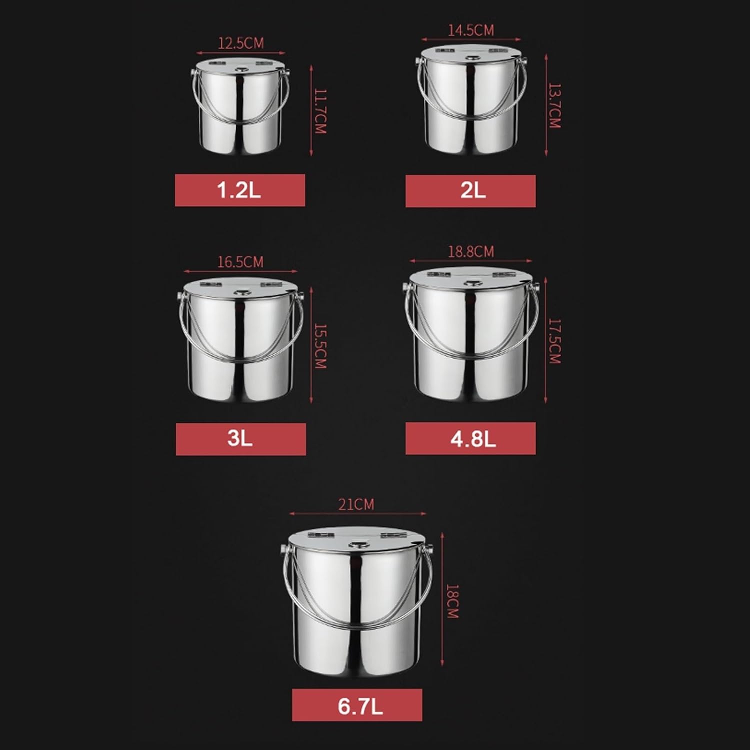 Ice Container Thickened Stainless Steel Type Ice Bucket with Flip Lid and Carry Handle Business and Family Party Metal Ice Bucket Beverage Tub Ice Bucket Champa