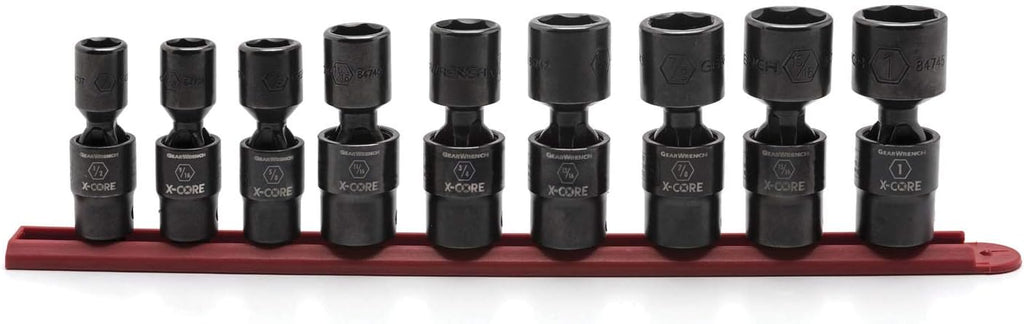 GEARWRENCH 9 Pc. 1/2' Drive 6 Point Standard X-Core™ Pinless Universal Impact SAE Socket Set - 84978