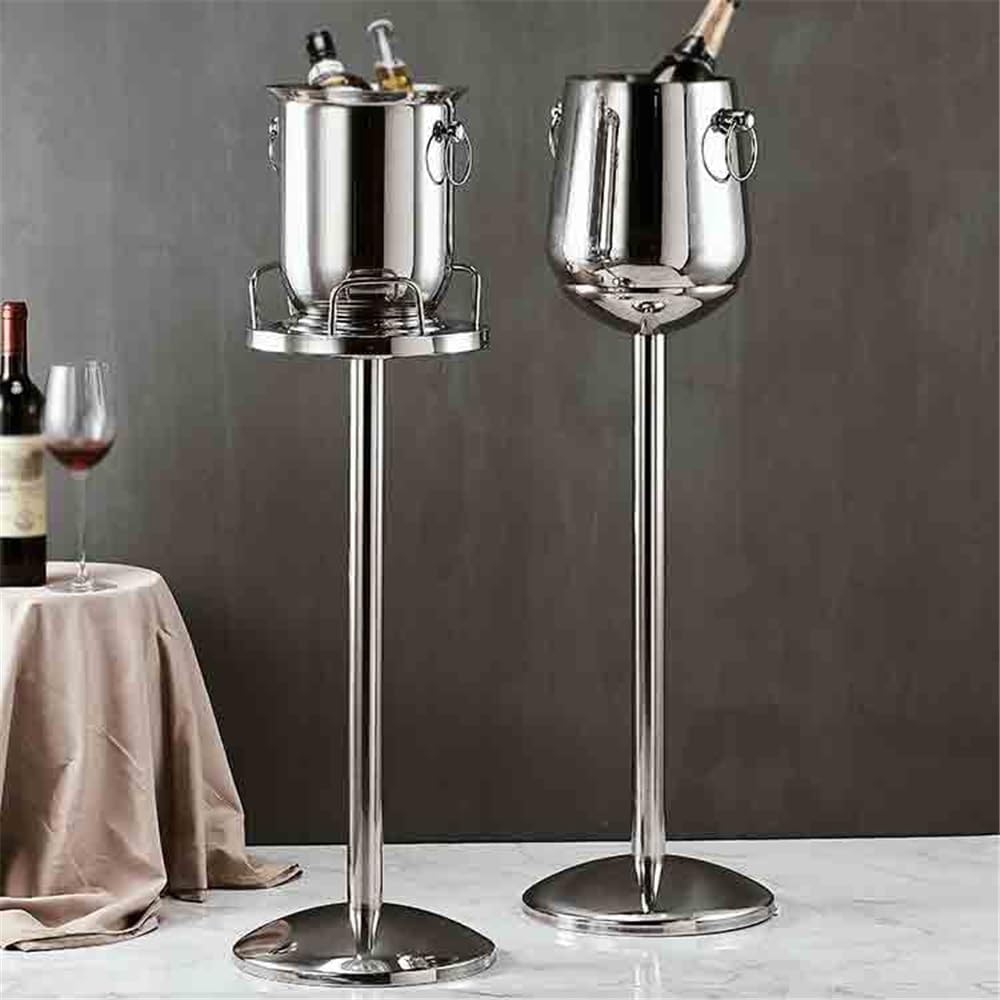 Ice Bucket Household with Rack Ice Pellet Bucket with Kickstand Luxury Wine Bucket European Champagne Bucket Rack Stainless Steel Bar Ice Bucket Beverage Tub
