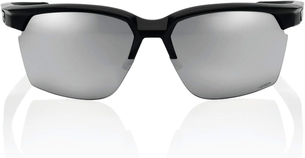 100% Sportcoupe Sport Performance Sunglasses - Sport and Cycling Eyewear (MATTE BLACK - HiPER Silver Mirror)