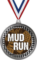 Crown Awards 2.75' Mud Run Award Medal, Silver Vega Mud Run Team Trophy Award Includes Free Neck Ribbon