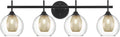 Bathroom Light Fixtures, 4-Light Black and Gold Vanity Lights Over Mirror, 30inch Farmhouse Wall Sconce Lighting with Clear Glass and Honeycomb Metal Shade, AD-22001-4W-BK