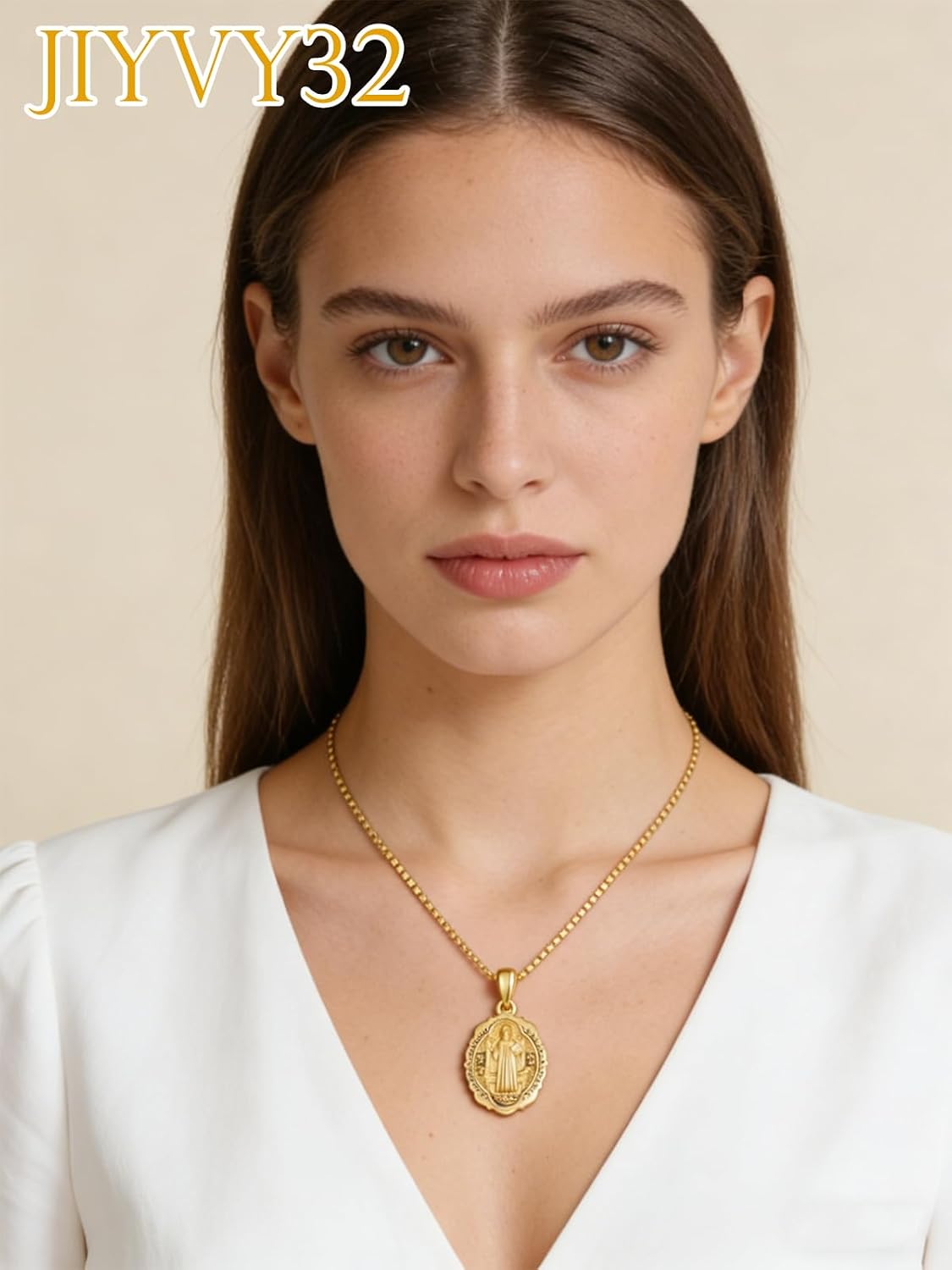 14K Gold Saint Medal Necklace for Women, Catholic Patron Saint Pendant Necklace, Christian Religious Jewelry Gift for Confirmation Baptism Communion Christmas Birthday
