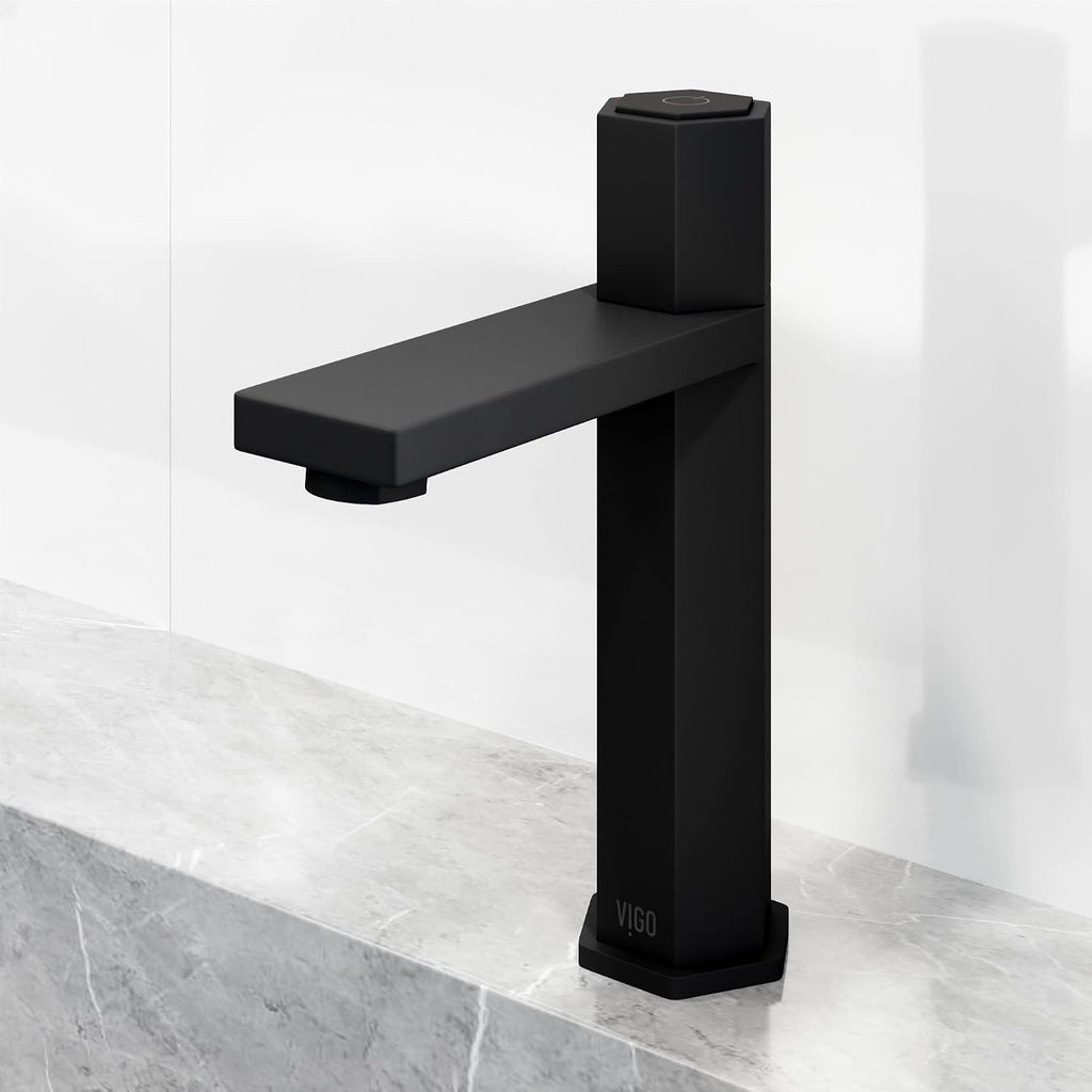VIGO Nova Single-Handle Single-Hole Mount Bathroom Sink Faucet, 8-Inch, Matte Black, Modern Design, Solid Brass, 1.2 GPM WaterSense & Ceramic Disc Valve, Corrosion-Resistant