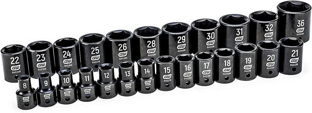 GEARWRENCH 25 Pc. 1/2' Drive 6 Pt. Impact Metric Socket Set, Standard - 84933N (Pack of 3)