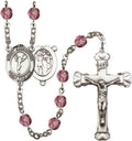 Bonyak Jewelry St. Sebastian/Cheerleading Silver-Plated Rosary - Every Birth Month Color and More
