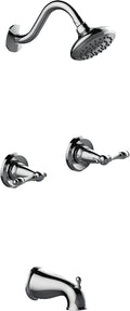 Oakmont Bath and Shower Trim Kit with Valve, Dual-Handle, High-Pressure Shower Head, Water-Saving, Polished Chrome, WaterSense Certified – Design House, 595694