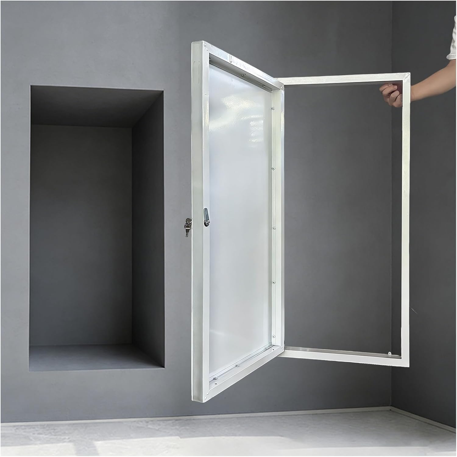 LXLZYXSF Drywall Access Panel Cover with Key, White Aluminum Access Door Lockable, Metal Plumbing Inspection Hatch, Customizable Heavy Duty Attic Door