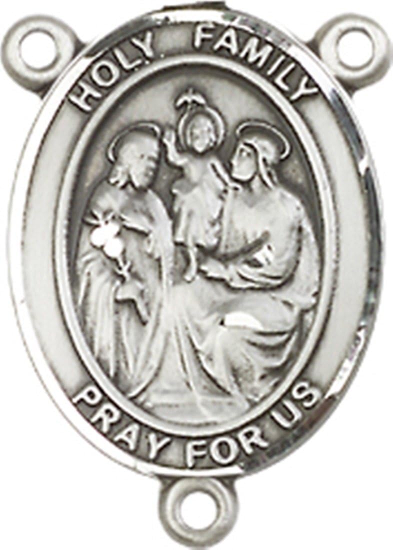 Sterling Silver Catholic Patron Saint Rosary Centerpiece Medal, 3/4 Inch