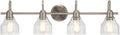 Kichler Avery 33.25' 4 Light Bathroom Vanity Light in Brushed Nickel, Vintage Bathroom Wall Mount Fixture with Clear Seeded Glass, (33.25' W x 9.25' H), 45974NI