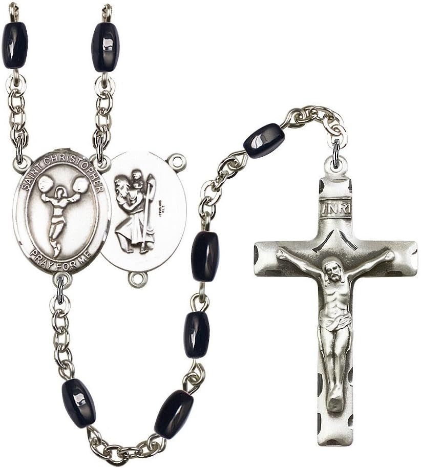 Bonyak Jewelry St. Christopher/Cheerleading Silver-Plated Rosary - Every Birth Month Color and More