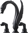 Golden Black Ornate Swan Style Bathroom Sink Faucet Combo Deck Mount Sink Mixer Tap Set Hot Cold Water