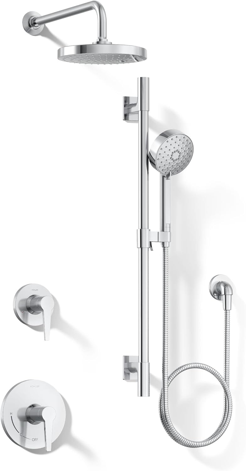 KOHLER 26914-Y-CP Awaken Showering Kit, 2.5 GPM, Three Spray Experiences, Wide Coverage, Intense Drenching & Targeted, Polished Chrome
