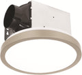 Homewerks 7105-09-BN Bathroom Fan with Light 90-CFM 1.5 Sones Round Ventilation Fan with Dimmable LED Light and Magnetic Trim Ring Brushed Nickel