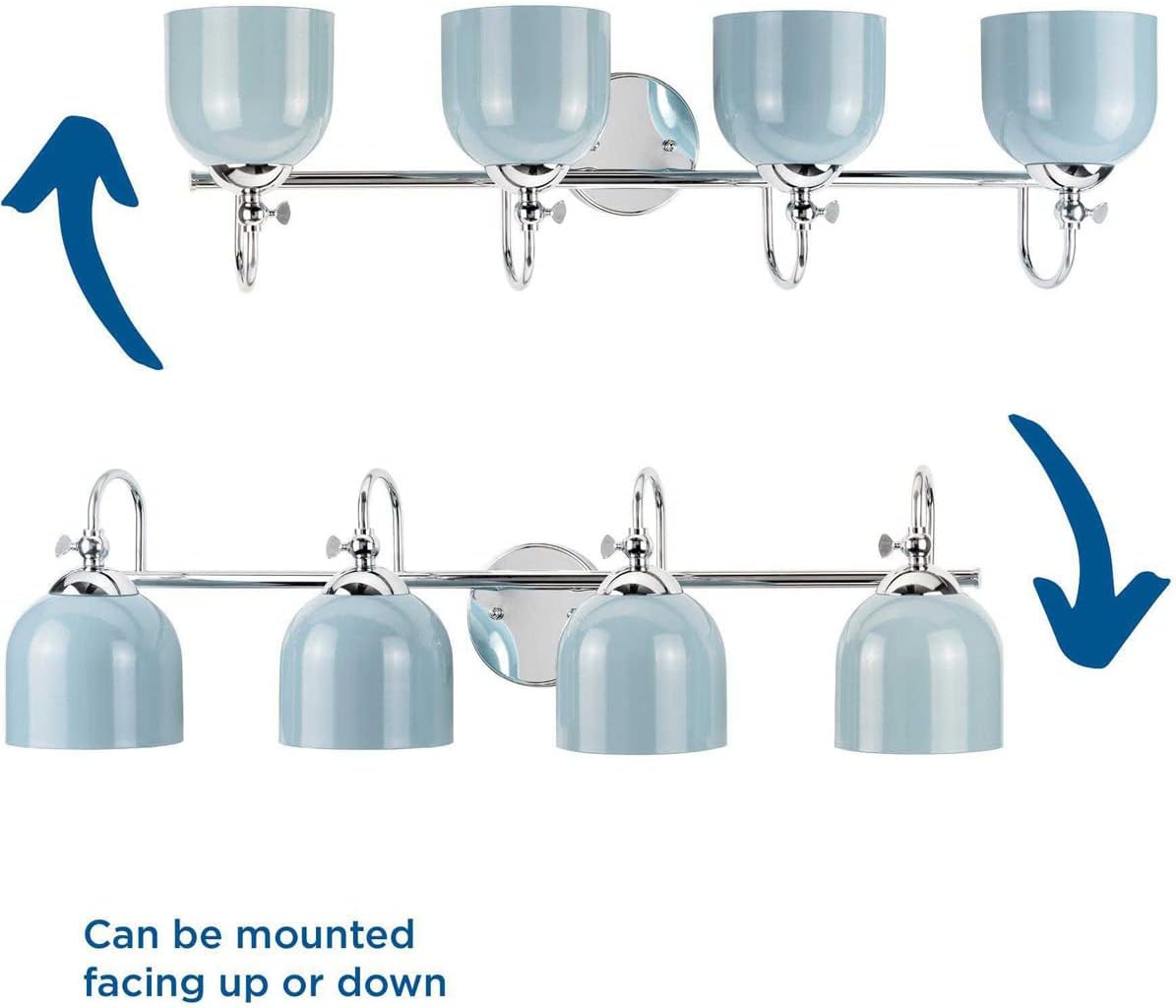 Progress Lighting Dalton Collection 33 in. 4-Light Polished Chrome Coastal Blue Vanity Light