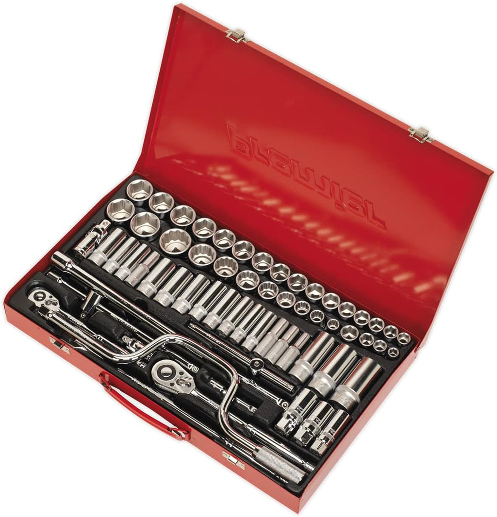 Sealey AK694 6 Point Walldrive-Duometric Socket Set, 3/8'/1/2' Square Drive, 64 Pieces