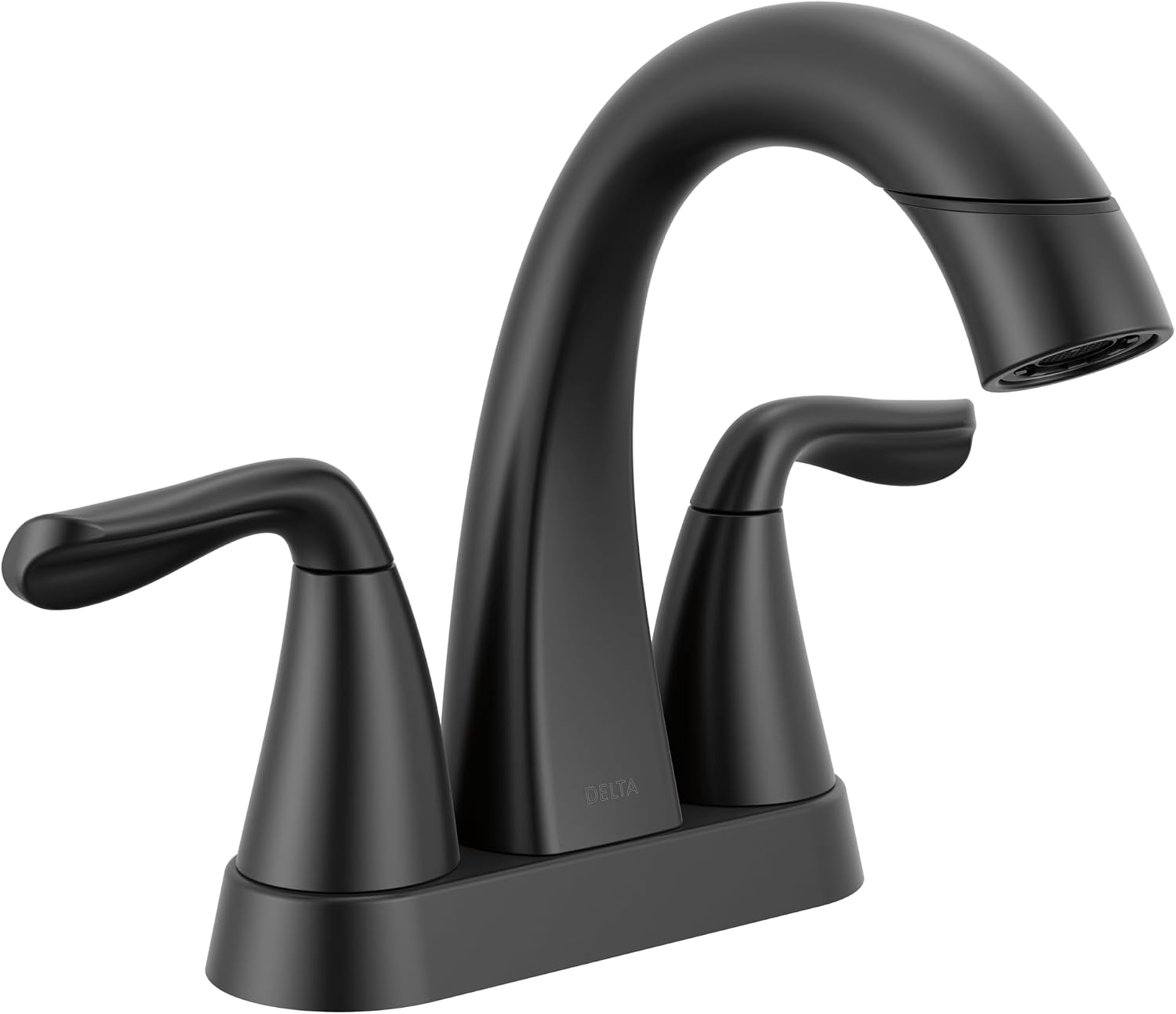 Delta Arvo Pull-Down Centerset Bathroom Faucet, Matte Black Bathroom Sink Faucet, Bathroom Faucet with Pull Out Sprayer, 3-Hole Bathroom Faucet, Matte Black 25840LF-BLPD