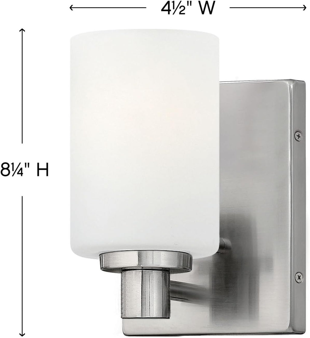 Hinkley Karlie Transitional One Light Bathroom Vanity Fixture, Brushed Nickel
