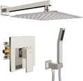 SR SUN RISE Shower Faucet Set & System - 12 Inch Rainfall Shower Head & Handle Set Wall Mounted Brushed Nickel Solid Brass Valve Trim Kit Included