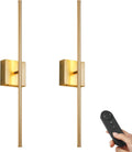 KARTOOSH 32.2 Inch Wall Sconces Battery Operated for Bedroom Hallway, Rechargeable Wireless Wall Lamp Set of 2, 3000K Warm White Dimmable Wall Light w/Remote Timer Memory Indoor Sconce Decor, Gold