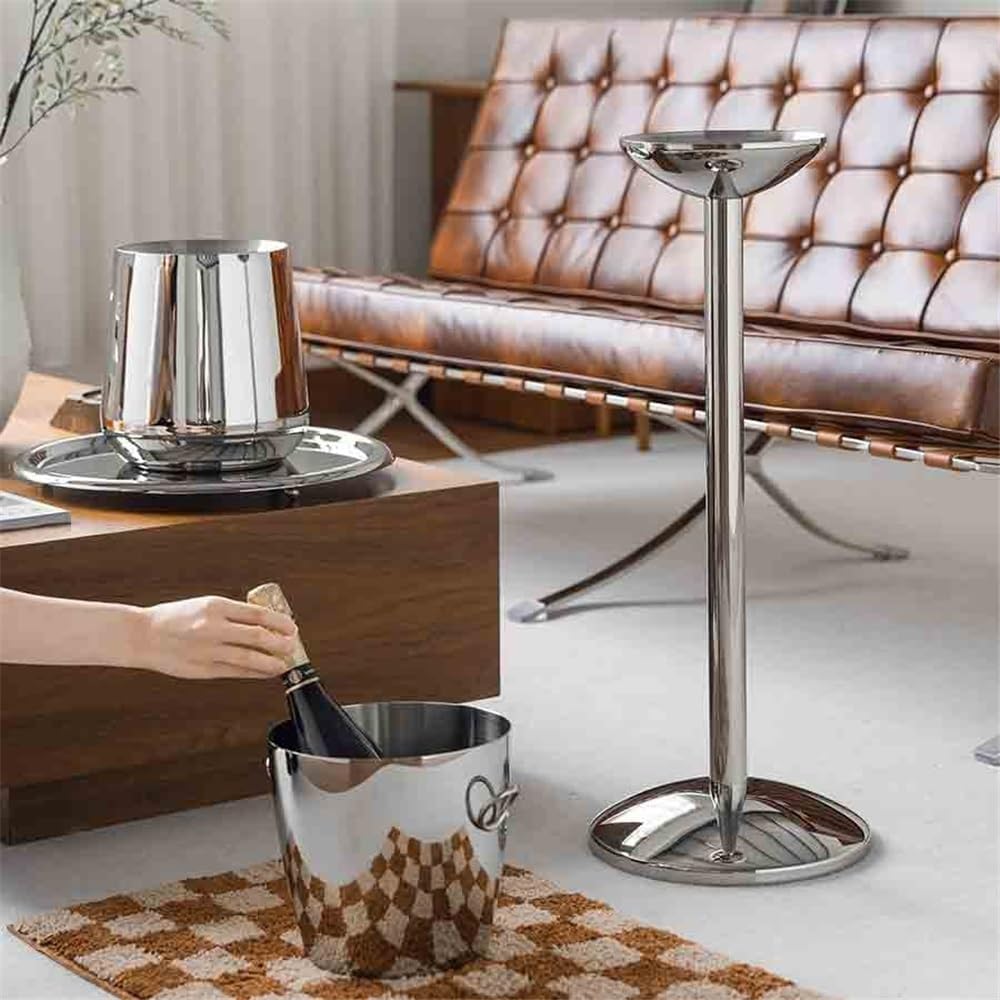 Ice Bucket Creative Vertical Floor Standing Ice Bucket Light Luxury Champagne Bucket Chill Bucket Stand Stainless Steel Ice Bucket Beverage Tub