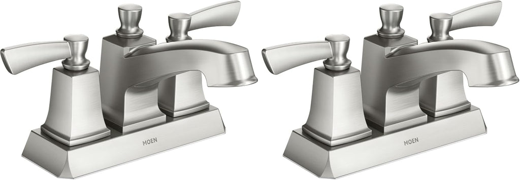Moen Conway Spot Resist Brushed Nickel Two-Handle Centerset Bathroom Faucet with Drain Assembly, WS84922SRN (Pack of 2)