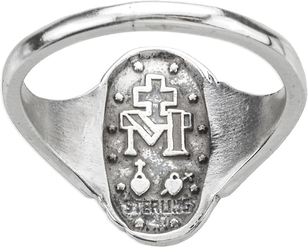 Extel Miraculous Medal Sterling Silver Ring, Size 8