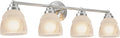 Aspen Creative Satin Nickel 62193-1, Four Metal Bathroom Vanity Wall Light Fixture, 4 3/4' Wide, Transitional Design Faux Alabaster Glass Shade