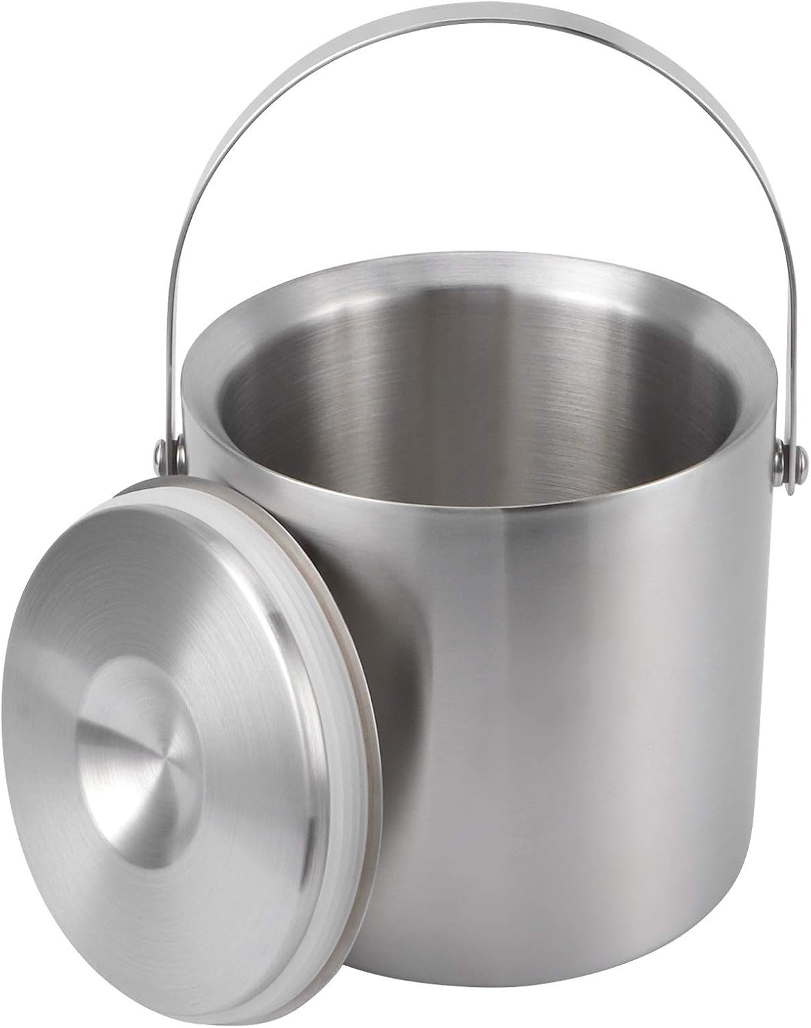 ice Bucket,Bucket with lid, Ice Buckets for Parties Stainless Steel with Lid, Champagne Bucket, 3L with Lid Portable Double-Wall Ice Barrel Bar Area for Bar Hotel Party Use