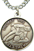 Religious Gifts Sterling Silver Saint Sebastian Sports Athlete Medal Pendant, 15/16 Inch