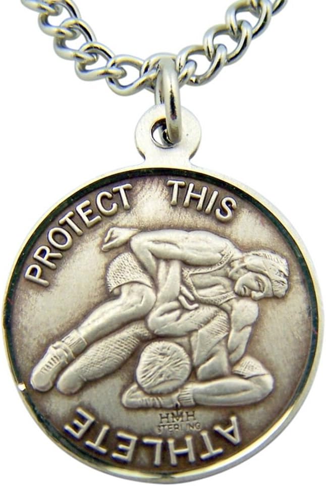 Religious Gifts Sterling Silver Saint Sebastian Sports Athlete Medal Pendant, 15/16 Inch