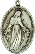 Art Deco Style Miraculous Medal 1 3/8 Inch Sterling Silver Pendant
