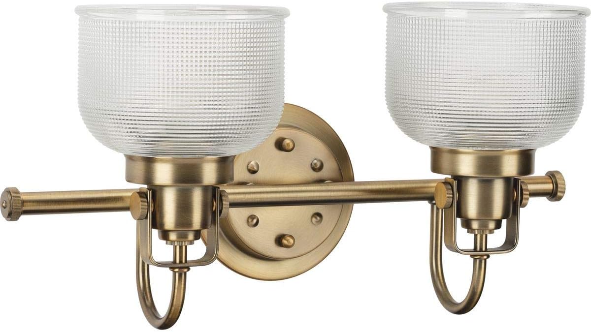 Archie Collection 2-Light Clear Double Prismatic Glass Coastal Bath Vanity Light Polished Chrome