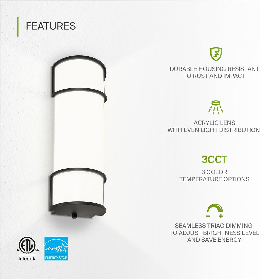 ASD LED 18' Vanity Flush Mount Light Fixture, Linear Bathroom Lighting Bar | 3CCT, Dimmable, Energy Star, ETL Listed | 20W 1650LM 3000-5000K 120V | Long Bath Wall Sconce Over Mirror | Black, 4 Pack