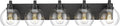 Bathroom Light Fixtures, 5 Light Matte Black Vanity Light, 32 Inch Modern Wall Sconces with Globe Clear Glass Shade, Vanity Lighting Fixtures Over Mirror, VL195-MB-CL-5