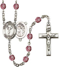 Bonyak Jewelry St. Sebastian/Cheerleading Silver-Plated Rosary - Every Birth Month Color and More