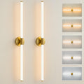 Glod Wall Sconces Set of 2 Hardwired, Dimmable 5CCT LED Bathroom Light Fixtures Over Mirror, 360° Full Lighting 39' Long Vanity Light Bar Modern Wall Sconce for Bathroom Bedroom Living Room