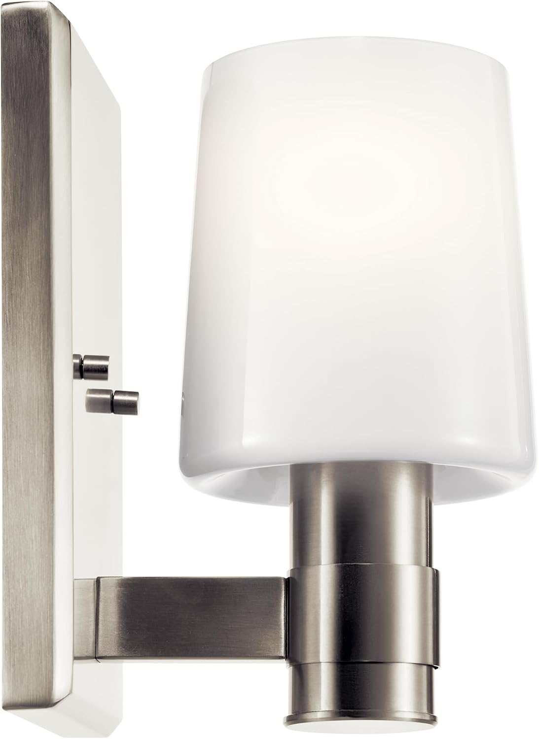 Kichler Adani 1-Light Wall Sconce, Modern Light with Opal Glass in Brushed Nickel, for Bathroom, Powder Room, Kitchen, Bedroom, or Hallway (8.5' x 5'), 55174NI