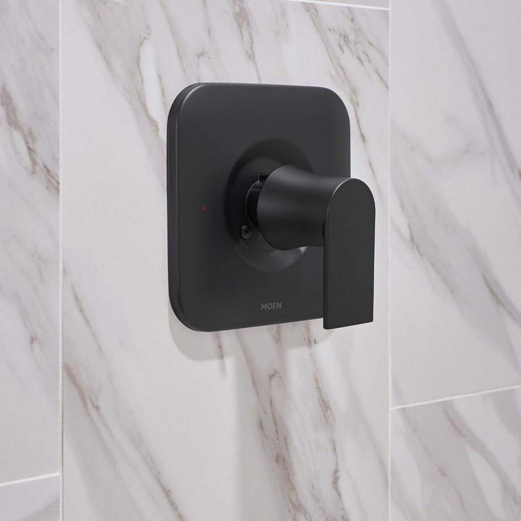 Moen Genta LX Pressure Balancing Eco-Performance Modern Shower Trim with Showerhead and Lever Handle, Posi-Temp Valve Required, Matte Black, T2472EPBL