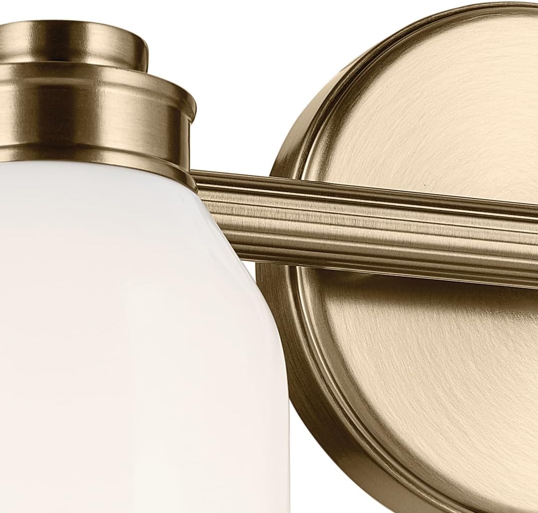 Kichler Shae 15' 2-Light Vanity Light Fixture with White Opal Glass in Champagne Bronze for Bathroom Vanity Over Mirror, Modern Coastal Style (15' W x 9' H), 55201CPZ
