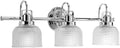 Progress Lighting Archie Collection 3-Light Clear Double Prismatic Glass Coastal Bath Vanity Light Polished Chrome