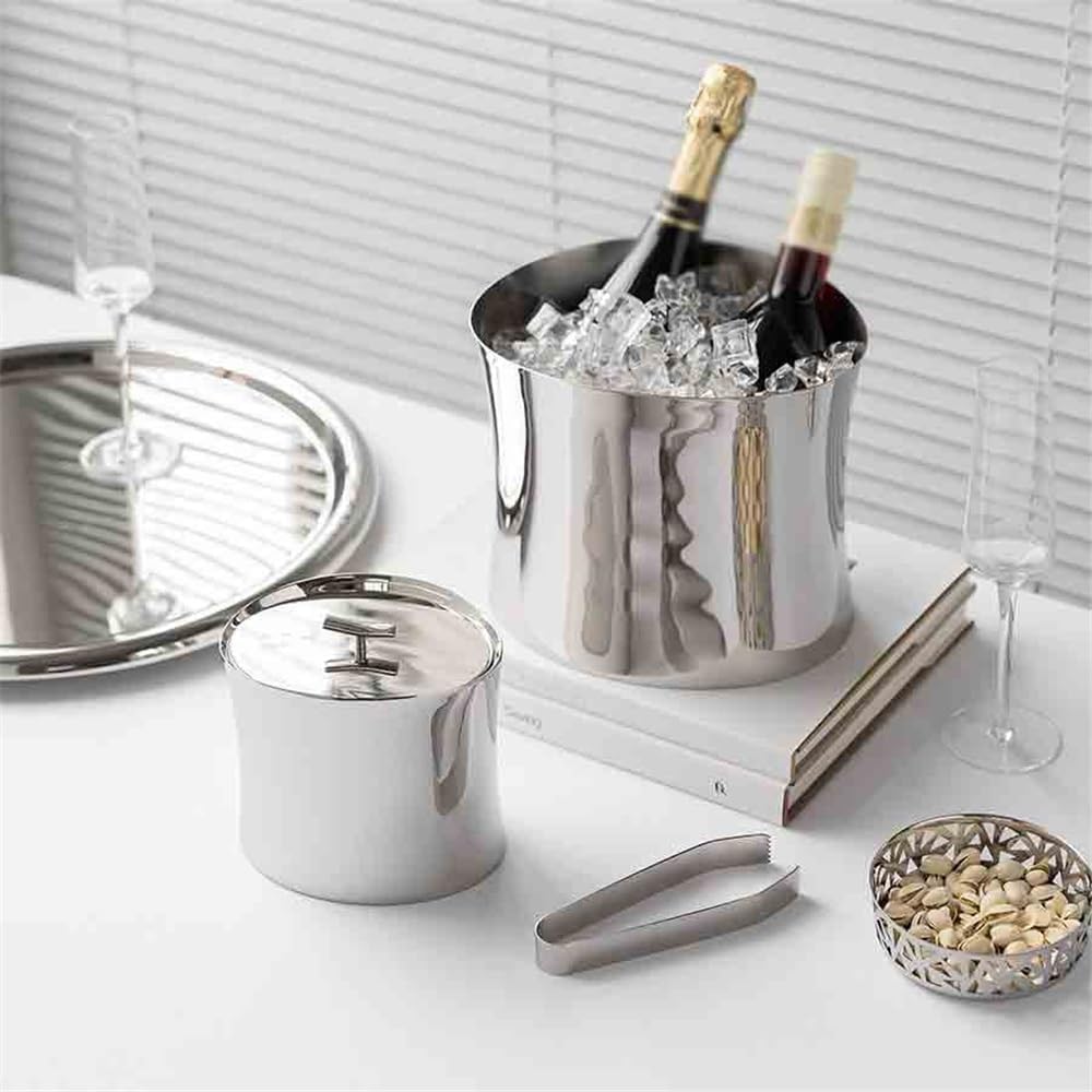 Ice Bucket Home Wine Champagne Beer Red Wine Chilling Ice Bucket Light Luxury Ornaments Stainless Steel Ice Bucket Beverage Tub